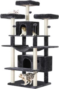 MSmask Arbre à Chat Grand et Stable, XXL, avec 3 Grandes Plateformes, 2 Niches pour Grands
