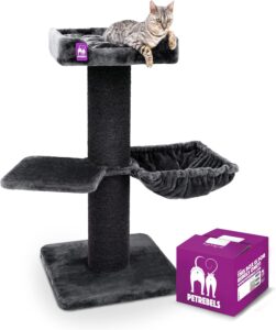 Petrebels Arbre à Chat Maine Coon 117 Noir, Géant XXL pour Grands Chats