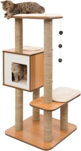 Avis VESPER Arbre à Chat Haute en Noyer avec Poteau Griffoir