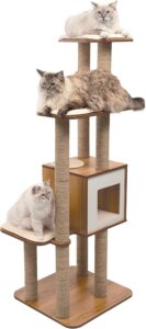 Catit Vesper Meuble Chat Haute Base XL Noyer et Cube 3 Plateformes